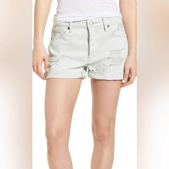 Lucky Brand "The Boyfriend Short" pastel green  button fly shorts 6/28 - Picture 1 of 9